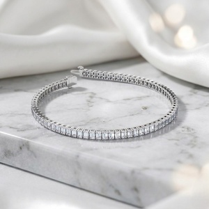 8.00CTW Emerald Bar-<b>Set</b> Diamond Tennis Bracelet - Product Image 1