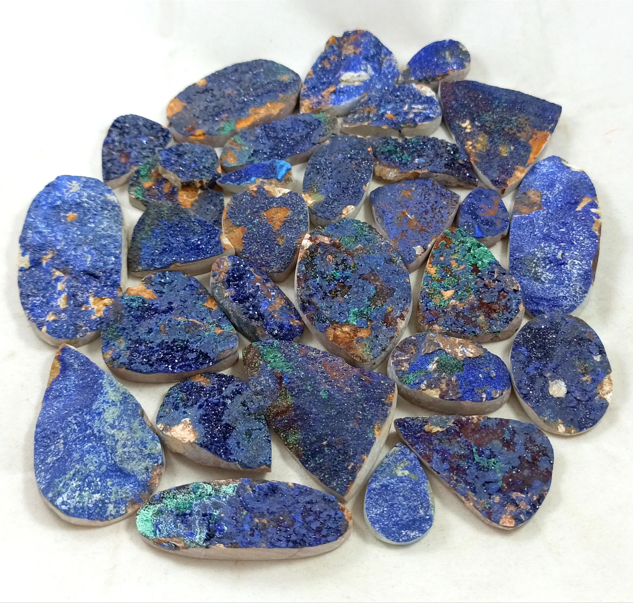 Azurite naturelle Malachite Druzy Cabochon bijoux mélange de pierres précieuses forme taille Azurite Druzy petite taille lot en gros