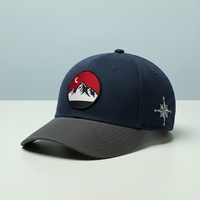 Casquette ajustée de style vintage haut de gamme |   Patch brodé tête de lion |   Logo personnalisé |   Argyle |   Gris marine pour les modes de vie actifs