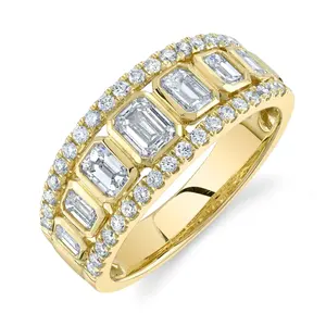 Anillo de Diamante de Corte Esmeralda Cultivado en Laboratorio de Oro Amarillo de 14K, 1.55 CTW, Engaste Vintage, Regalo de Compromiso, Boda, Aniversario para Mujer, IGI - Product Image 3