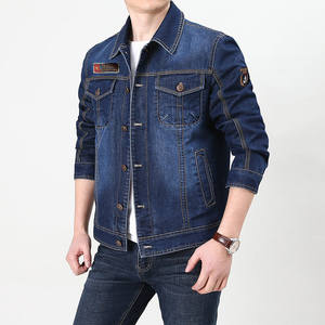 Logo personnalisé Design élégant sport bleu Streetwear Patch hommes Jean Denim vestes en fourrure pour hommes - Product Image 6