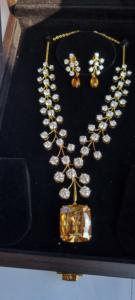 Collier plaqué or Moissanite jaune et rond en argent 25 Magnifique collier coussin Collier Moissanite avec boucles d'oreilles - Product Image 5