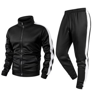 Ensemble de survêtement pour homme, veste décontractée à col montant, fermeture éclair, sweat-shirt, pantalon de sport, ensemble 2 pièces, hip-hop, jogging, tenue de sport - Product Image 1