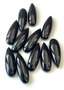 Natural Onyx Negro 8x24mm Pera Cabujón Calidad AAA-Black Onyx Pera Cabujón - Product Image 3