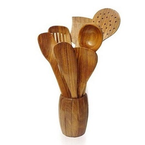 Ensemble de cuillères de cuisine en bois de bonne qualité, design attrayant, ensemble de cuillères de cuisine de taille personnalisée avec support de l'Inde - Product Image 1