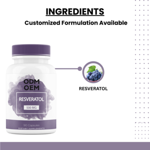 Suplemento de Extracto de Resveratrol de Marca Privada al por Mayor, Disponible en Existencia, Cápsulas de Trans-Resveratrol para el Apoyo Inmunológico - Product Image 3