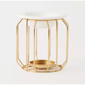 Magnifique brûleur à huile en fil métallique doré avec bol en verre pour purifier l'air et apporter une touche de fraîcheur pour la maison, l'hôtel, la salle de bain. - Product Image 1