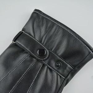 Gants d'hiver en cuir de mouton avec logo personnalisé, mitaines chaudes en polaire et épaisses pour l'automne et l'hiver, coupe-vent, écran tactile - Product Image 2