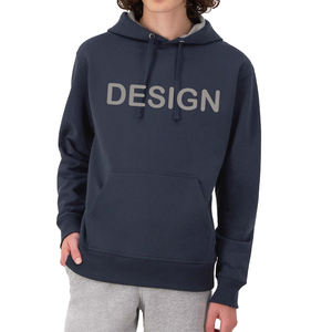Premium Mid-Weight Fleece Winter <b>Hoodie</b> with Tonal Script Casual Pullover Top OEM Service Drawcord Front Pocket Unisex - Product Image 1