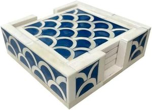 Sous-verre de table de style bohème en incrustation d'os avec un design artisanal écologique pour le café et le thé, finition polie lisse - Product Image 3