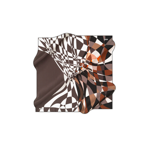 Brown Silk Twill Geometric Digital Print <b>Square</b> <b>Scarf</b> - Product Image 1