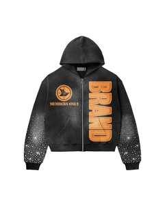 Nouveau Design Streetwear Vintage Washed Ensemble Deux Pièces Sportswear Logo Personnalisé Imprimé Strass Sunfaded Survêtement Survêtements. - Product Image 2