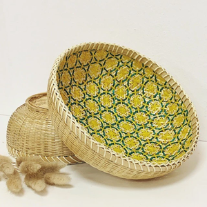 Cesta de bambú decorativa con patrón de flores para uso en servicio de comida de hotel o restaurante - Product Image 2