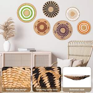 6 uds. Juego de decoración de cesta de pared cestas de hierba tejidas decoración colgante de pared arte de pared hecho a mano cesta Natural Casa de Campo y rústico - Product Image 3