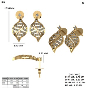 Elegante conjunto de colgantes de diamantes de corte brillante chapado en oro amarillo de 14 quilates, diseño exquisito, artesanía Premium, colgantes finos, dijes - Product Image 5