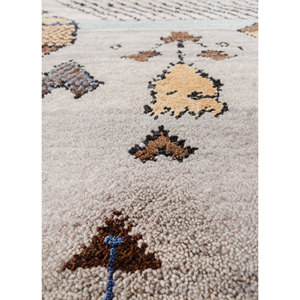 Tapis géométrique gris et noir Freedom Manchaha en laine et soie de bambou noué à la main, technique de tissage plat pour salon - Product Image 3