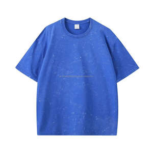 Camisetas de peso pesado de alta calidad para hombres, camisetas de manga corta en blanco con lavado de ácido sólido en blanco con hombros descubiertos, camisetas de gran tamaño - Product Image 5