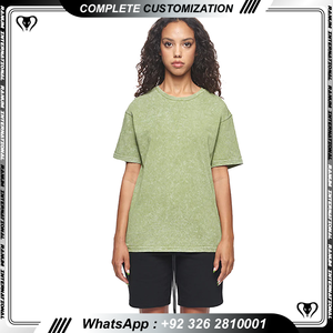 เสื้อยืดผ้าฝ้าย100% ของผู้ชายใส่ซักลายโลโก้สไตล์วินเทจสีจางโอเวอร์ไซส์ - Product Image 4