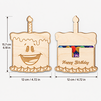 Porte-cartes d'anniversaire en bois en forme de gâteau découpé au laser, organisateur d'enveloppes à monnaie, emballage cadeau pour fête