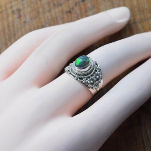 โอปอลเอธิโอเปียสีดำ925เงินสเตอลิงอัญมณีธรรมชาติแหวนออกแบบทำด้วยมือเครื่องประดับที่สง่างาม - Product Image 4