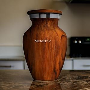 โกศเผาศพขนาดเล็กพร้อมผิวไม้ที่เป็นของที่ระลึกโลหะขนาดเล็กสำหรับเก็บขี้เถ้ากระดูกโกศขนาดเล็ก - Product Image 6