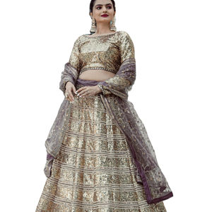 นักออกแบบล่าสุดการลําดับการเย็บปักถักร้อยเทียม Georgette ทํางานเลฮงะโชลีโดย Fab Zone - Product Image 1