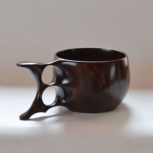 TOUCH Tasse à thé en bois naturel en bois pour vin café eau boissons chaudes et froides tasse à boire, thé en bois de style japonais - Product Image 1