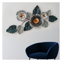 Arte Mural de Hojas de Hierro Doradas de Falah International, Diseño Floral, Hecho a Mano, Directo de Fábrica, OEM, Venta al Por Mayor, Arte Mural Moderno