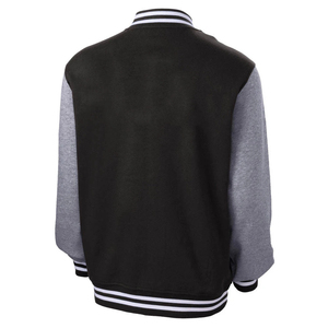 Men's Varsity <b>Jacket</b> Black Gray Sleeve Solid Color Button Closure Turn-down Collar Casual Autumn Wear Regular Fit - Product Image 2