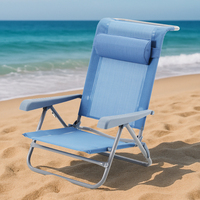 Chaise longue de plage en maille à séchage rapide Chaise de sable légère Chaise de plage inclinable réglable à 7 positions avec appui-tête HOMFUL