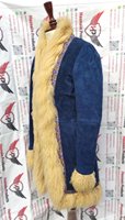 Rétro afghan penny lane manteau en daim véritable garniture pour femme avec fausse fourrure survêtement en cuir véritable daim penny lane long manteau pour