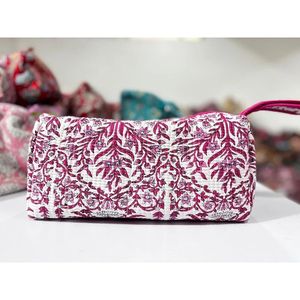 Bolsa de Cosméticos Bordada Estilo Bohemio con Cierre, Asa Suave, Gran Capacidad, Portátil, de Tela de Algodón, para Frutas - Product Image 1