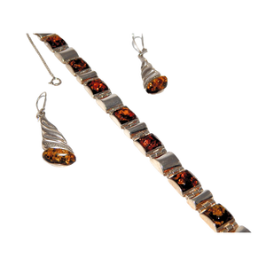 925 Set di gioielli in argento Sterling e ambra include bracciali e orecchini coordinati! - Product Image 3