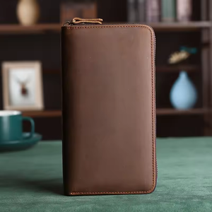 Cartera de Cuero Genuino de Alta Calidad con Logotipo Personalizado Vintage, Bolso de Mano para Teléfono, Cartera Larga, Tarjetero - Product Image 5