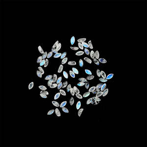 Cabochons de pierre de lune arc-en-ciel naturelle calibrés, taille marquise 4x8mm et 5x10mm, pierres précieuses blanches et brunes en vrac - Product Image 1