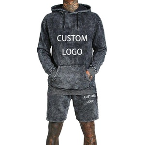 OEM Latest <b>Short</b> Sweat Breathable Jogging Suit <b>Men</b> 2 Piece Custom Print <b>Shorts</b> Tracksuits Set Acid Wash Vintage Sweat suits - Product Image 1