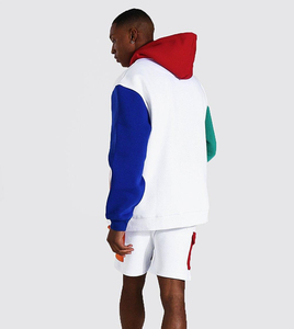 Ensemble short et sweat à capuche personnalisé pour hommes, survêtement deux pièces à patchwork multicolore, vêtements de sport décontractés - Product Image 2
