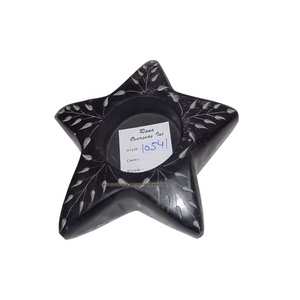<b>Black</b> Star Shaped Soapstone <b>Tea</b> <b>Light</b> Candle <b>Holder</b> With Leaf Inlay Design for Wedding Decor - Product Image 4