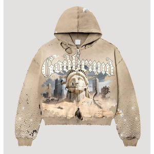 Sweat à capuche zippé surdimensionné de haute qualité personnalisé avec logo, en coton lourd pour hommes, de 330 GSM à 450 GSM - Product Image 2
