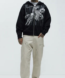 Sudadera Unisex de Algodón de 420 g/m², Sudadera Extra Grande con Estampado Personalizado, Sudadera con Hombros Caídos, Estilo Urbano, Logotipo Desgastado con Pedrería - Product Image 3