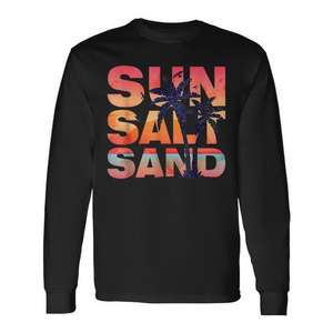 Camiseta de manga larga Sun Salt Sand con diseño de palmera de playa y vacaciones de verano - Product Image 1