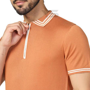 Venta caliente logotipo personalizado Polo camisa algodón/Spandex transpirable en blanco Polo camiseta cremallera frontal estilo polos para hombres - Product Image 4