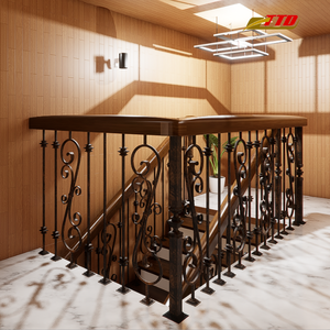 Barandilla exterior de hierro forjado para escaleras con acabado recubierto de polvo resistente y diseño forjado personalizado para escaleras modernas - Product Image 5