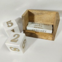 2026 Luxuriöser Stein-Marmor Ewiger Kalender mit Holzständer, Tisch-Datumsblock-Kalender für Heim- und Bürodekoration, Geschenk, Rustikal Handgefertigt