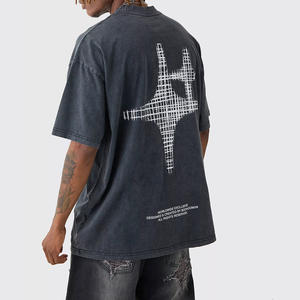 เสื้อยืดผ้าซักสีแอซิดใส่สบายสไตล์วินเทจสำหรับเขาหรือเสื้อสไตล์สตรีทผ้าคอตตอน100% - Product Image 4