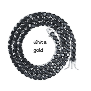 Collier en argent sterling 925 avec diamants noirs de tennis pour femmes en acier inoxydable massif avec style de chaîne à maillons coupés en brillant - Product Image 3