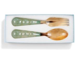 Juego de servidor de ensalada de resina hecho a mano respetuoso con el medio ambiente cuchara y tenedor de grado alimenticio textura de mármol herramientas de cocina ligeras para el hogar y el Hotel - Product Image 2