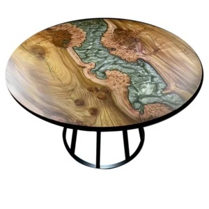 Table basse en bois de style classique au design unique, forme hexagonale, pour restaurant, café, décoration de meubles, table centrale - Product Image 5