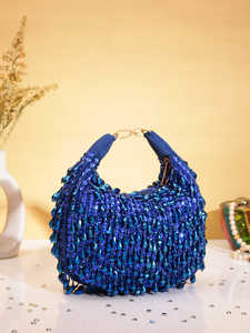 Bolso de mano de noche de diseñador elegante con cuentas de perlas bordadas para fiesta de Boda nupcial mujeres gamuza hecha en India - Product Image 2