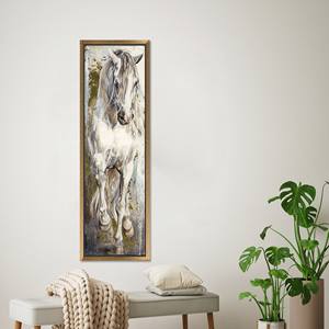 Printed Canvas Artwork: Majestic White Horse Animal Art Decor,GOLD <b>FRAMED</b> CANVAS - Product Image 1